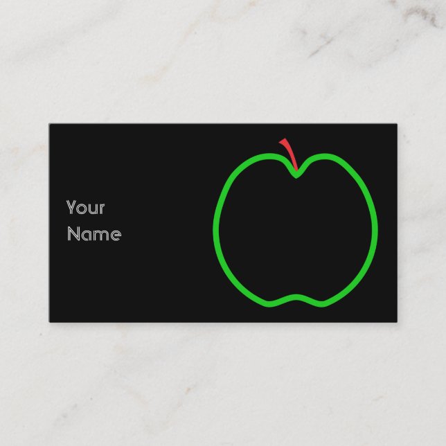 Black, Red and Green Apple Design. Business Card (Front)