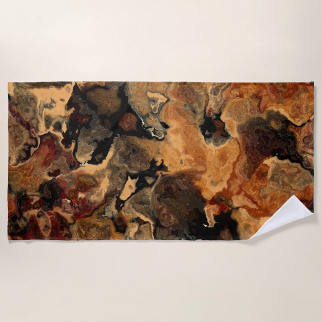 Black, Red and Rust Beach Towel (Front)