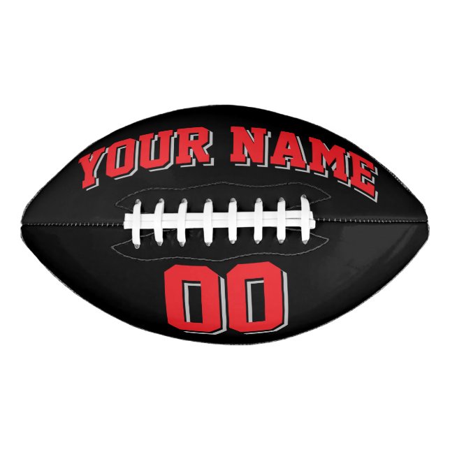 BLACK RED AND SILVER GRAY Custom Football (Front)