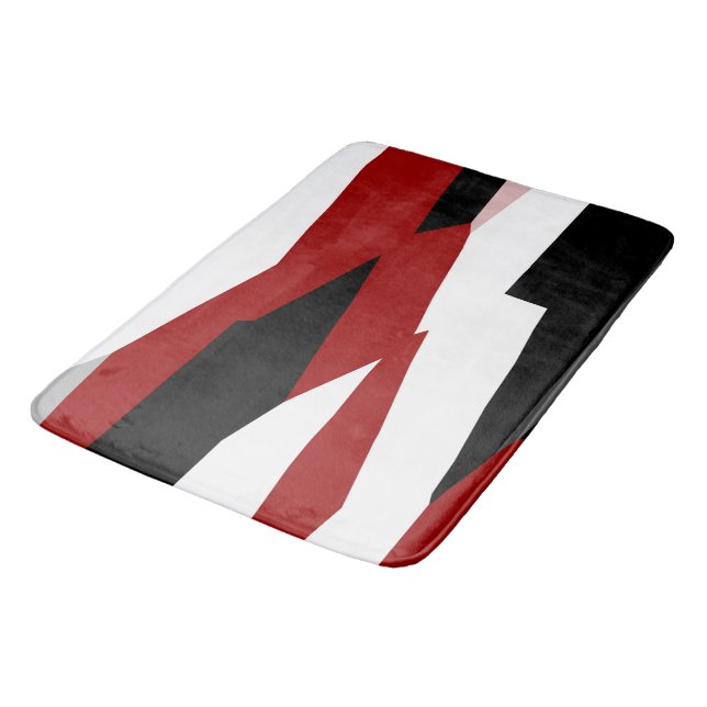 Black, Red and White Abstract Bath Mat (Angled)