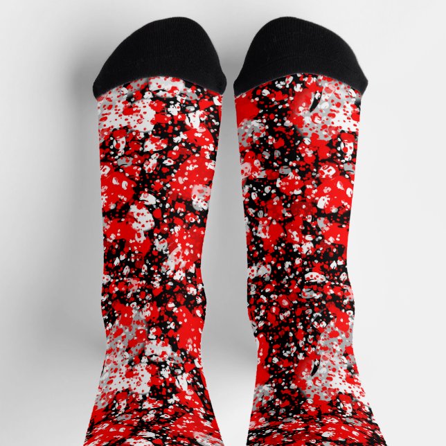 Black red and White abstract Socks (Top)