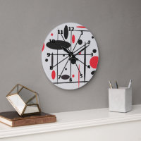 Black, Red and White Abstract Wall Clock