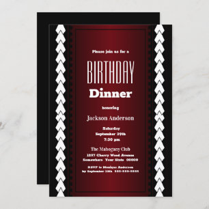 Black Red and White Birthday Dinner Invitation