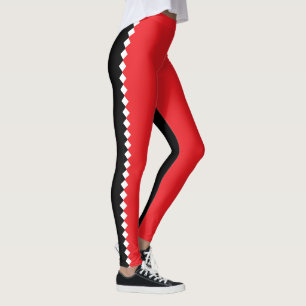 Black, red and white diamond shape Leggings