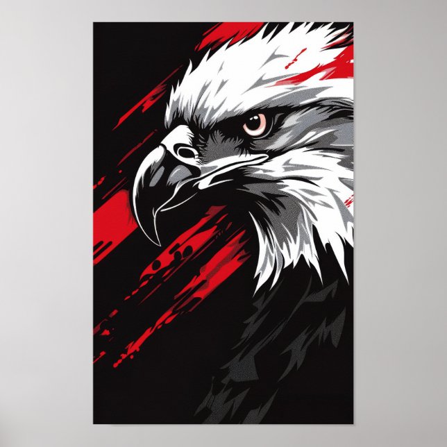 Black, Red, and White Eagle - Comic Style Poster (Front)