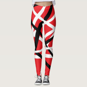 Black, Red, and White Graphic Leggings