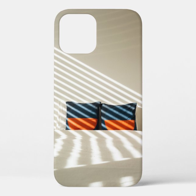 Black red and white plaid textile on white bed Case-Mate iPhone case (Back)