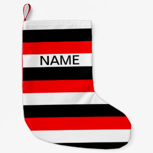Black, Red and White Striped Christmas stocking