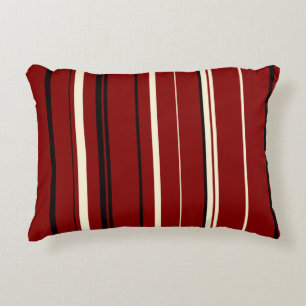 Black Red and White Stripes Decorative Cushion