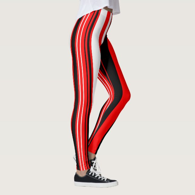 Black Red and White Stripes Leggings (Right)