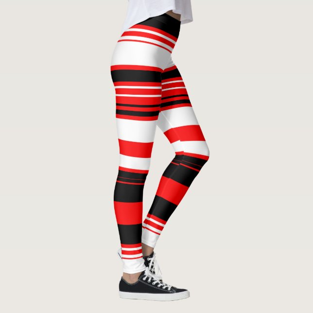Black Red and White Stripes Leggings (Right)