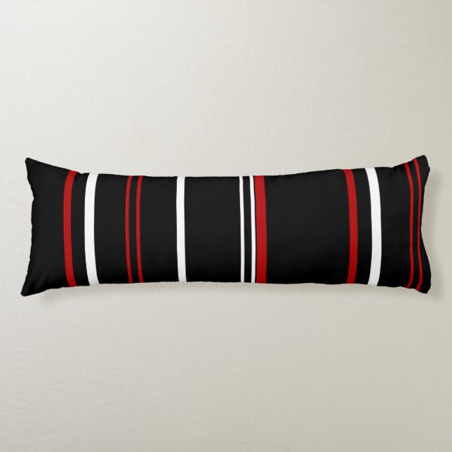 Black Red and White Stripes pillow case (Front)