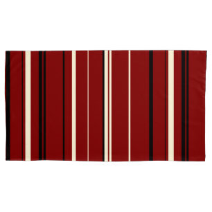 Black Red and White Stripes Pillowcase