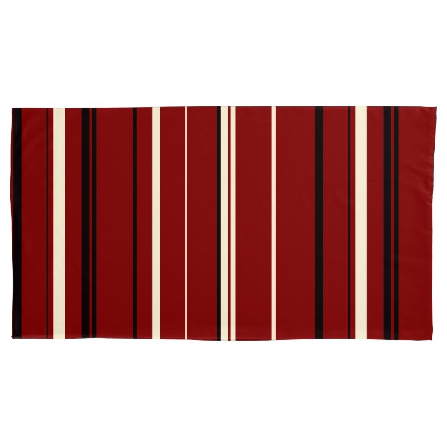 Black Red and White Stripes Pillowcase (Front)