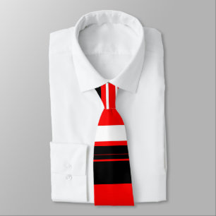 Black Red and White Stripes Tie