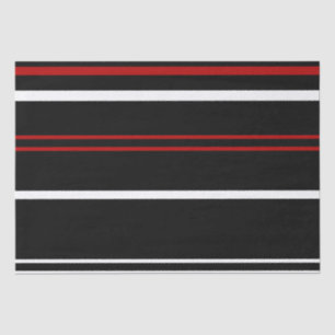 Black red and white stripes tissue paper