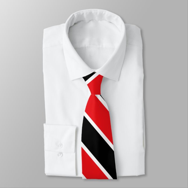 Black Red and White University Stripe Tie (Tied)