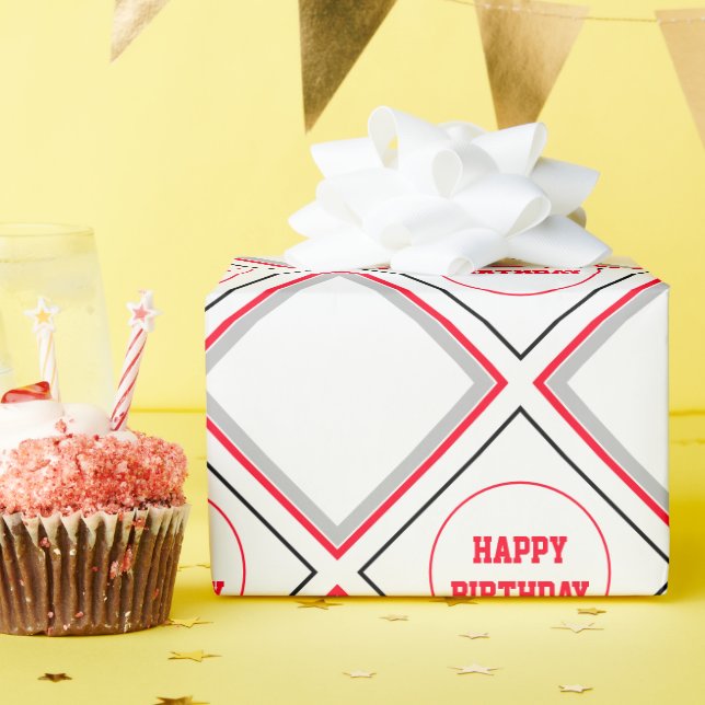 Black Red And White Wrapping Paper (Birthday Party)