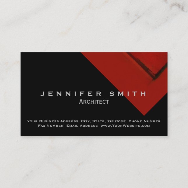 Black Red Architect Business Card (Front)