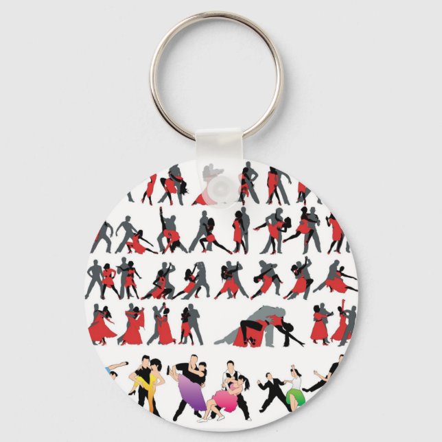 BLACK RED BALLROOM COLORFUL DANCERS DANCE DIGITAL KEY RING (Front)