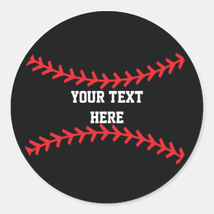 Black Red Baseball Sports Birthday Party Stickers