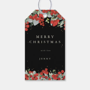 Black Red Berry+Eucalyptus Christmas/Holiday Gift Tags