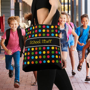 Black Red Blue Green Yellow Orange Polka Dot Tote Bag