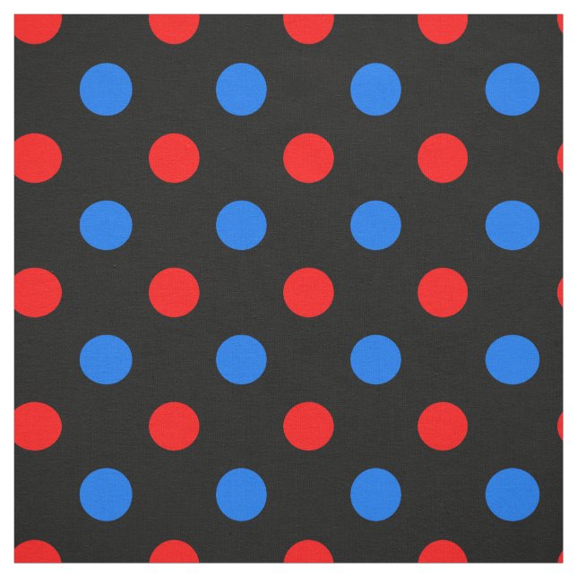 Black Red Blue Polka Dots Design  Fabric (Swatch)