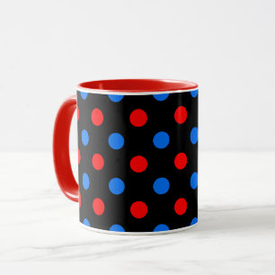 Black Red Blue Polka Dots Design Mug