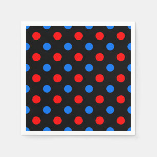 Black Red Blue Polka Dots Design Napkin