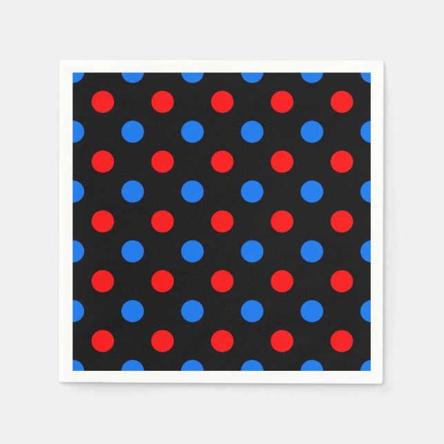 Black Red Blue Polka Dots Design  Napkin (Front)