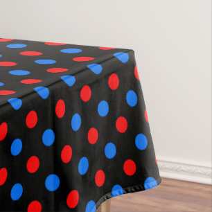 Black Red Blue Polka Dots Design  Tablecloth