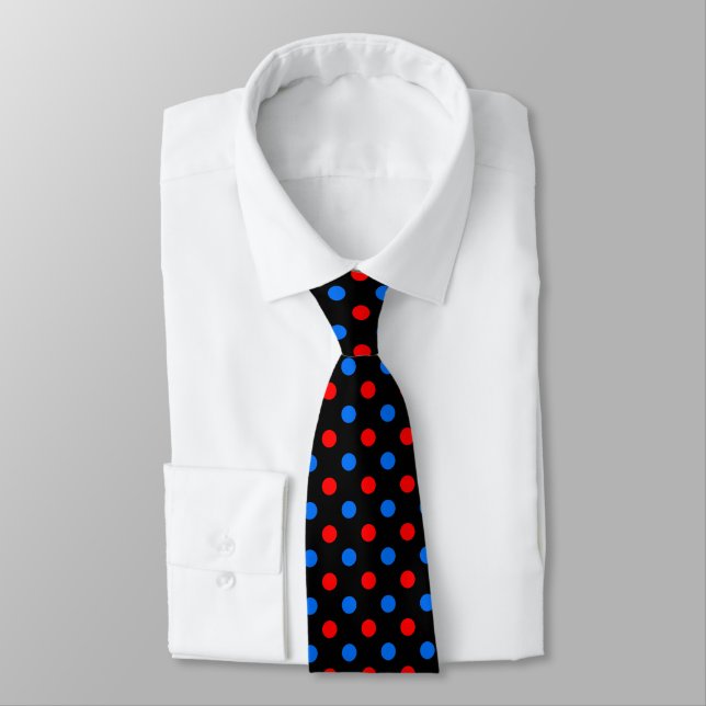 Black Red Blue Polka Dots Design  Tie (Tied)