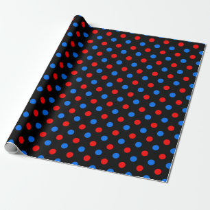 Black Red Blue Polka Dots Design  Wrapping Paper