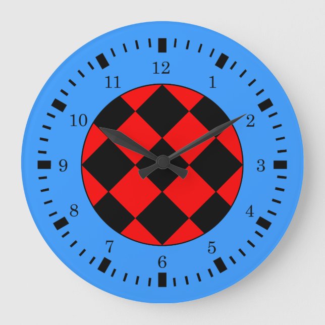Black Red Blue Racing Theme Wall Clock (Front)