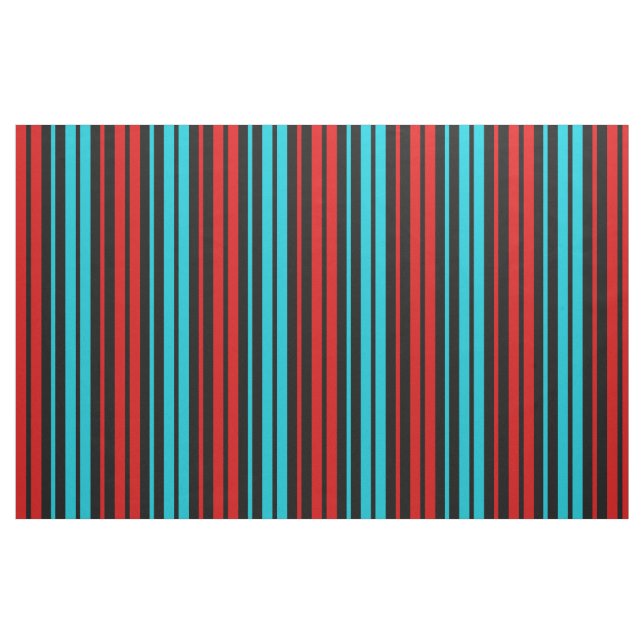 Black Red Blue Stripes Pattern   Fabric (Fat Quarter)