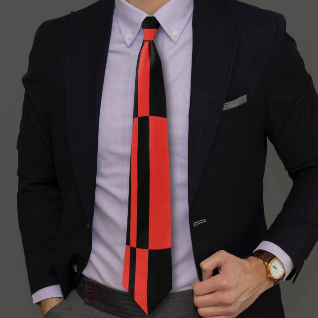 Black red bold circle stripes positive negative tie (Creator Uploaded)