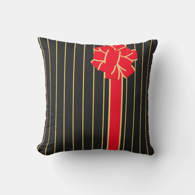 Black & Red Bow Cushion (Front)