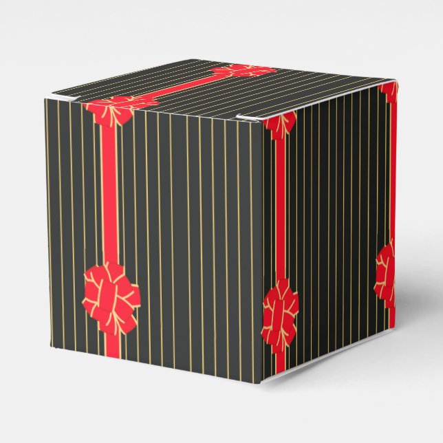 Black & Red Bow Favour Box (Front Side)