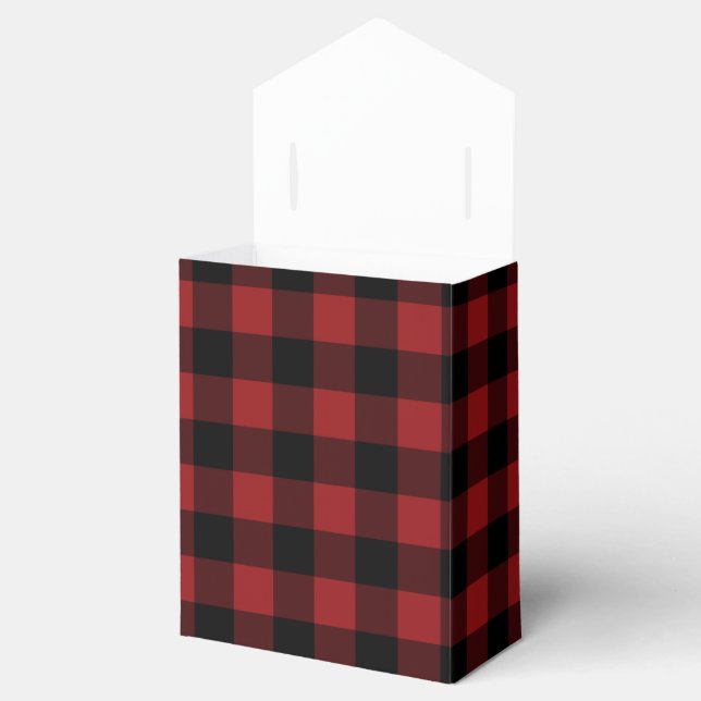 Black Red Buffalo Plaid Check Favour Box (Opened)