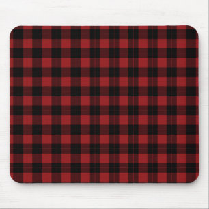 Black Red Buffalo Plaid Check Mouse Pad Gift