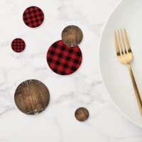 Black Red Buffalo Plaid Checkers Wood Bling Party