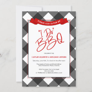 Black Red Buffalo Plaid I Do BBQ Bridal Shower Invitation