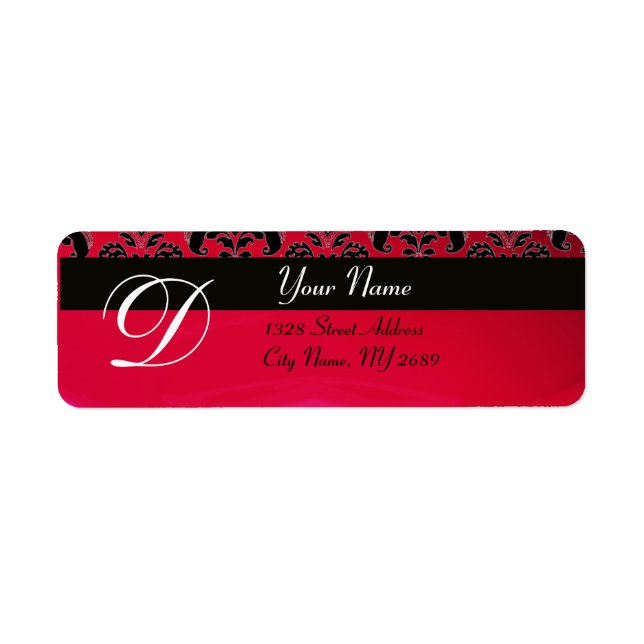 BLACK RED BURGUNDY  DAMASK MONOGRAM (Front)