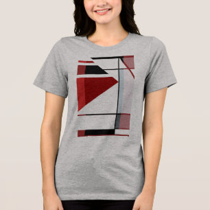 Black Red Burgundy MCM Look Geometric Art Abstract Tri-Blend Shirt