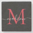 Black Red Burgundy Monogram Feminine Script Name