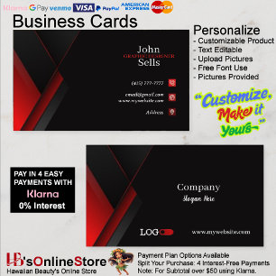 Black & Red Business Cards 41 Pack of 100