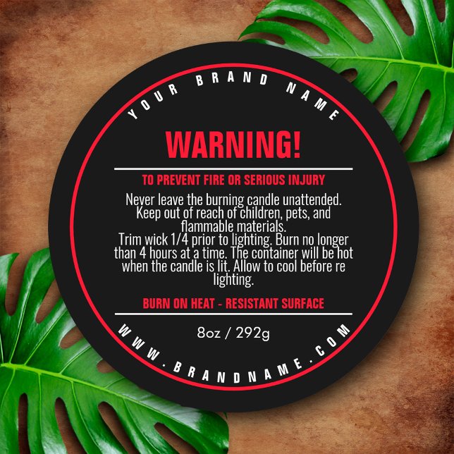 Black / Red Candle Product Warning Label Sticker (Creator Uploaded)