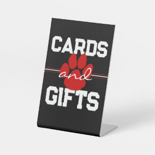 Black & Red Cards & Gifts Graduation Table Pedestal Sign