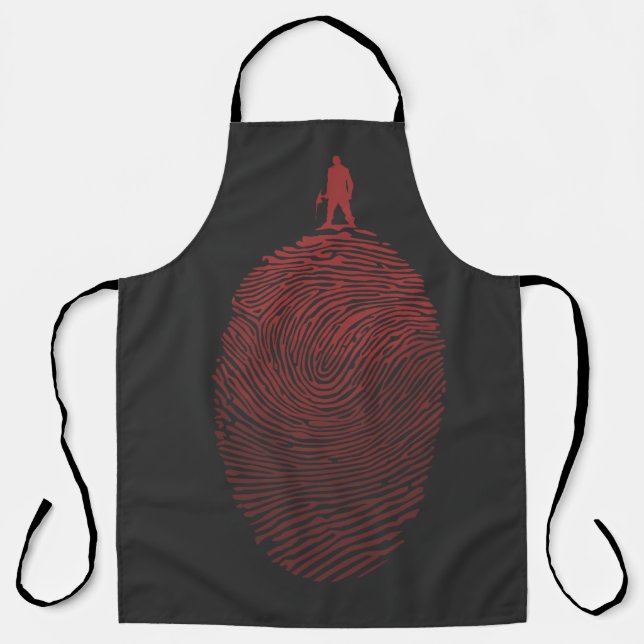 Black red cartoon man silhouette apron (Front)